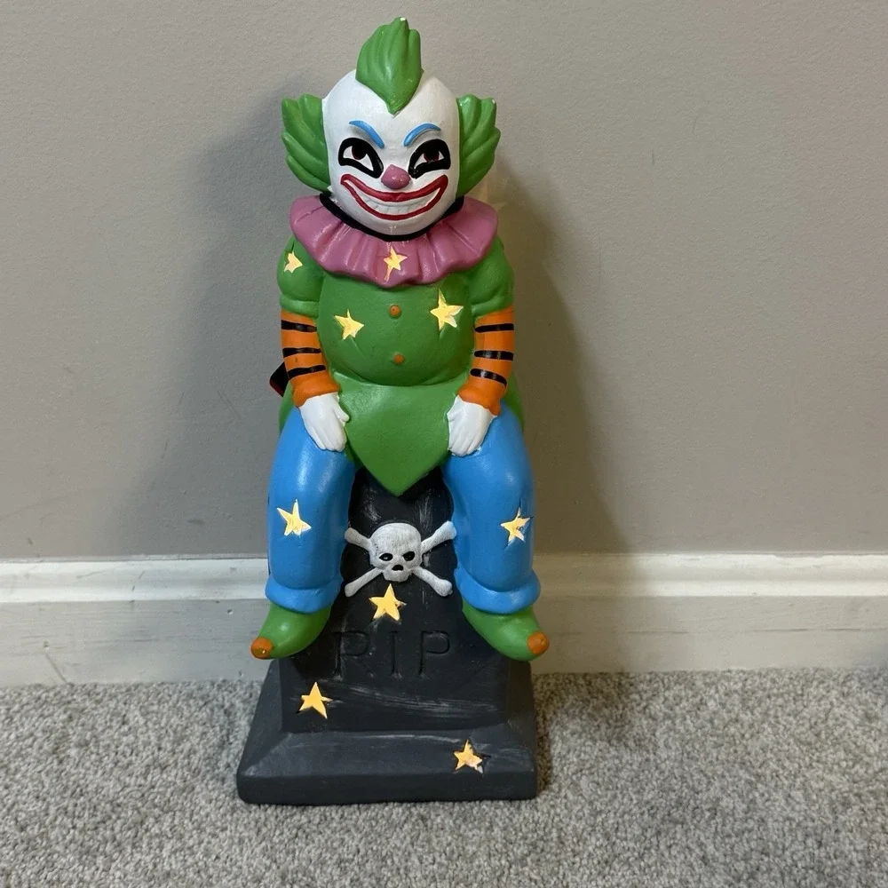 2 Rare Killer Clowns Halloween Decor Discontinued Light Up Table Circus Clown